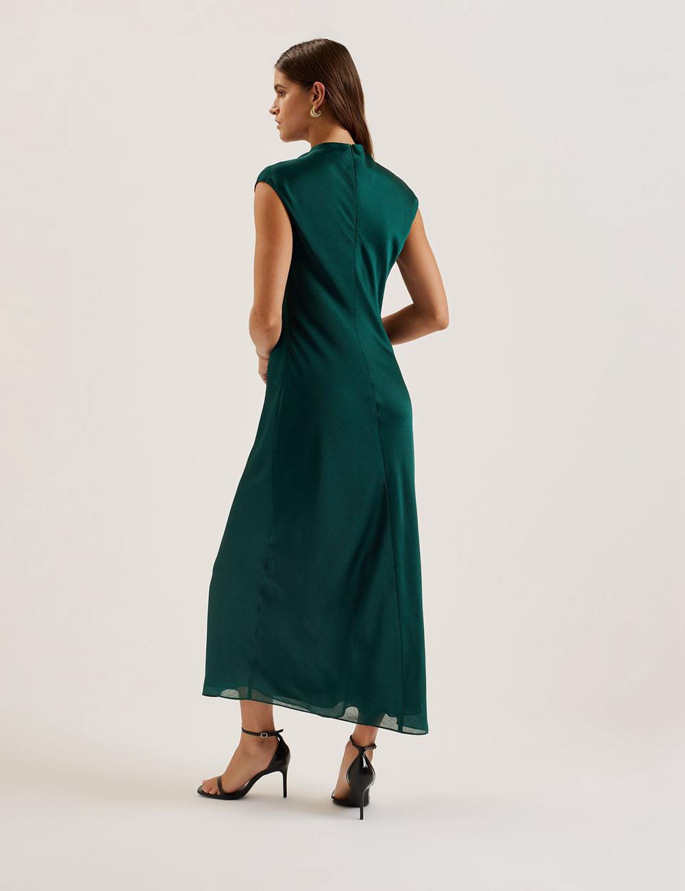 Ted Baker RIMINI - Chiffon Drape Neck Detail Maxi Jurk Dames Groen | Belgium  416793-WXZ