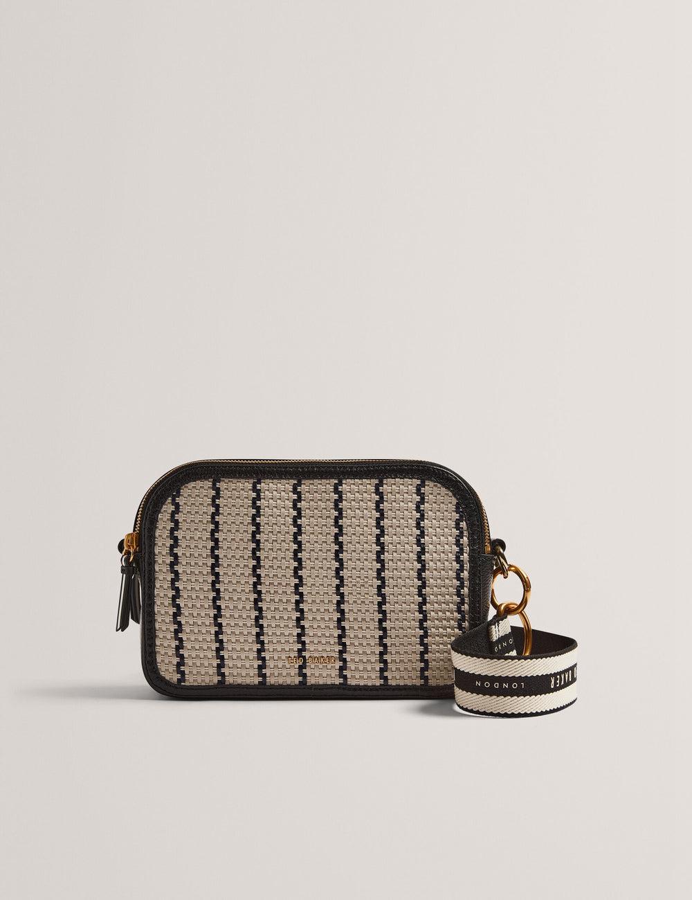 Ted Baker RIVEA - Woven Panel Faux Leather Camera Cameratas Dames Donkerblauw | Belgium  850274-MWE