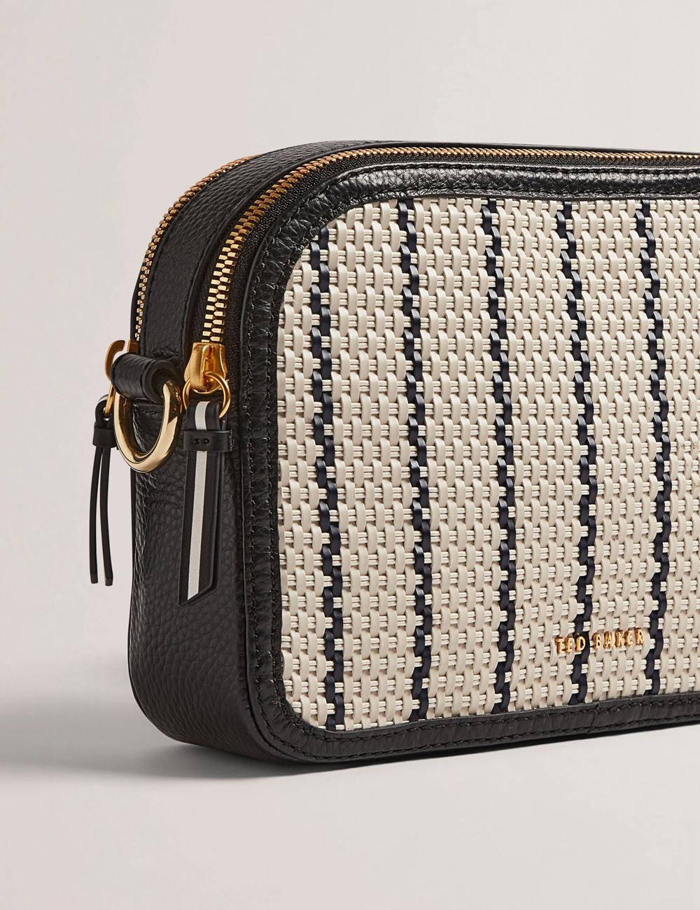 Ted Baker RIVEA - Woven Panel Faux Leather Camera Cameratas Dames Donkerblauw | Belgium  850274-MWE
