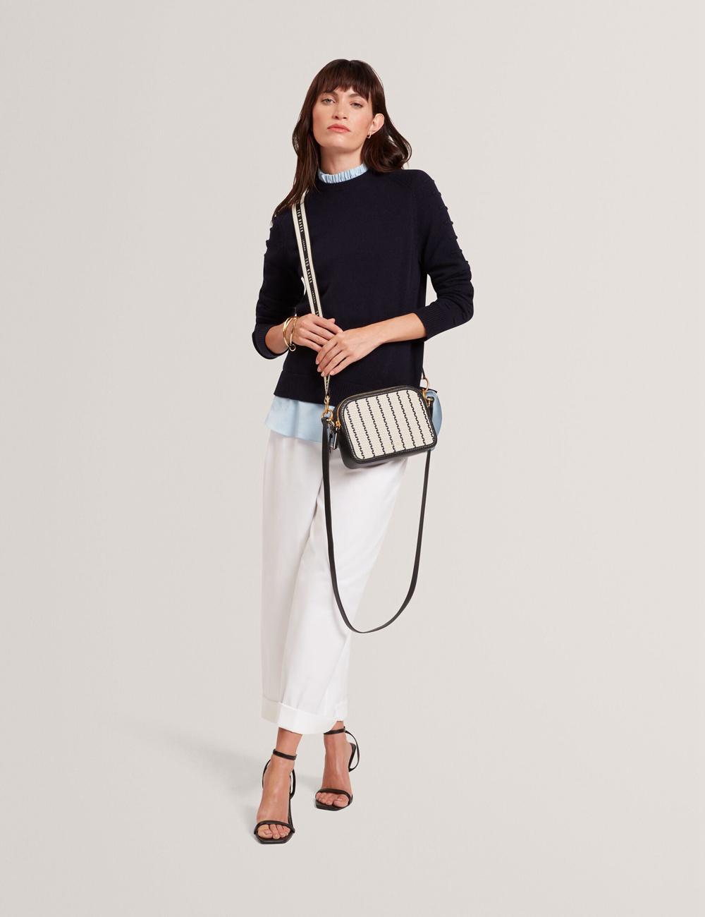 Ted Baker RIVEA - Woven Panel Faux Leather Camera Cameratas Dames Donkerblauw | Belgium  850274-MWE
