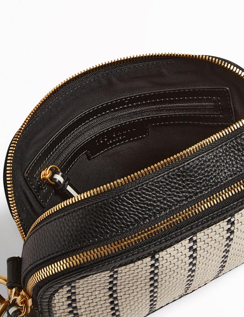 Ted Baker RIVEA - Woven Panel Faux Leather Camera Cameratas Dames Donkerblauw | Belgium  850274-MWE