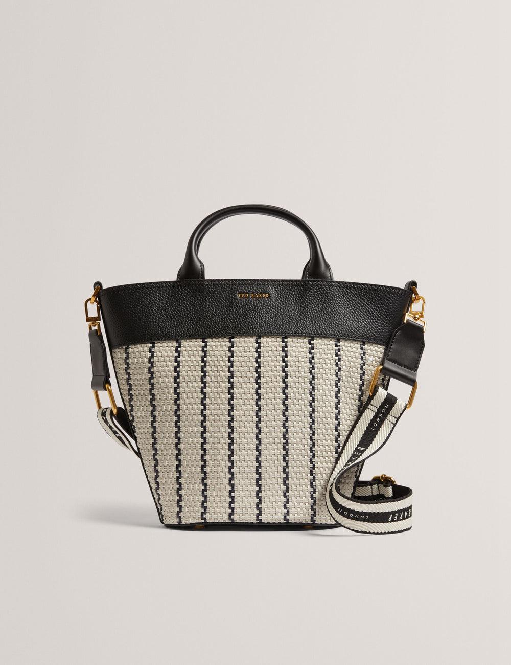 Ted Baker RIVERI - Woven Leather Trim Bucket With Webbing Strap Tote Tassen Dames Donkerblauw | Belgium  561734-AJZ