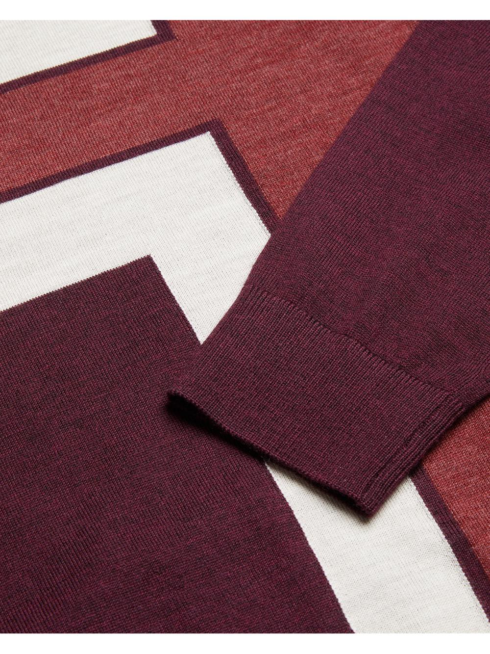 Ted Baker ROIKA - Colour Block Crew Neck Wool Jumpers Heren Bordeaux | Belgium  837452-VSJ