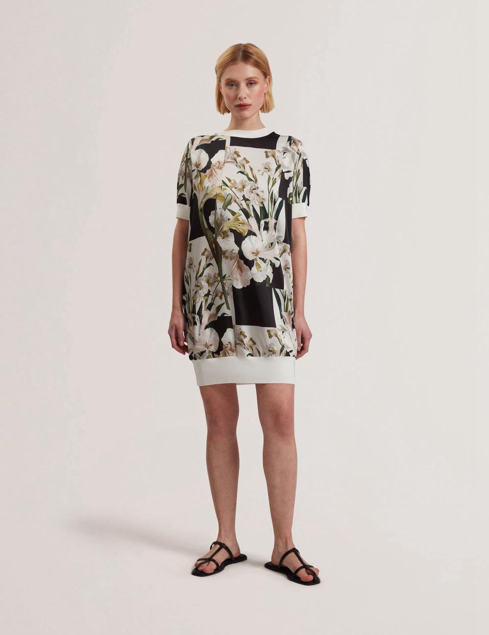 Ted Baker RONEEA - Printed Front Knitted Mini-jurk Dames Ivory | Belgium  387694-GUI