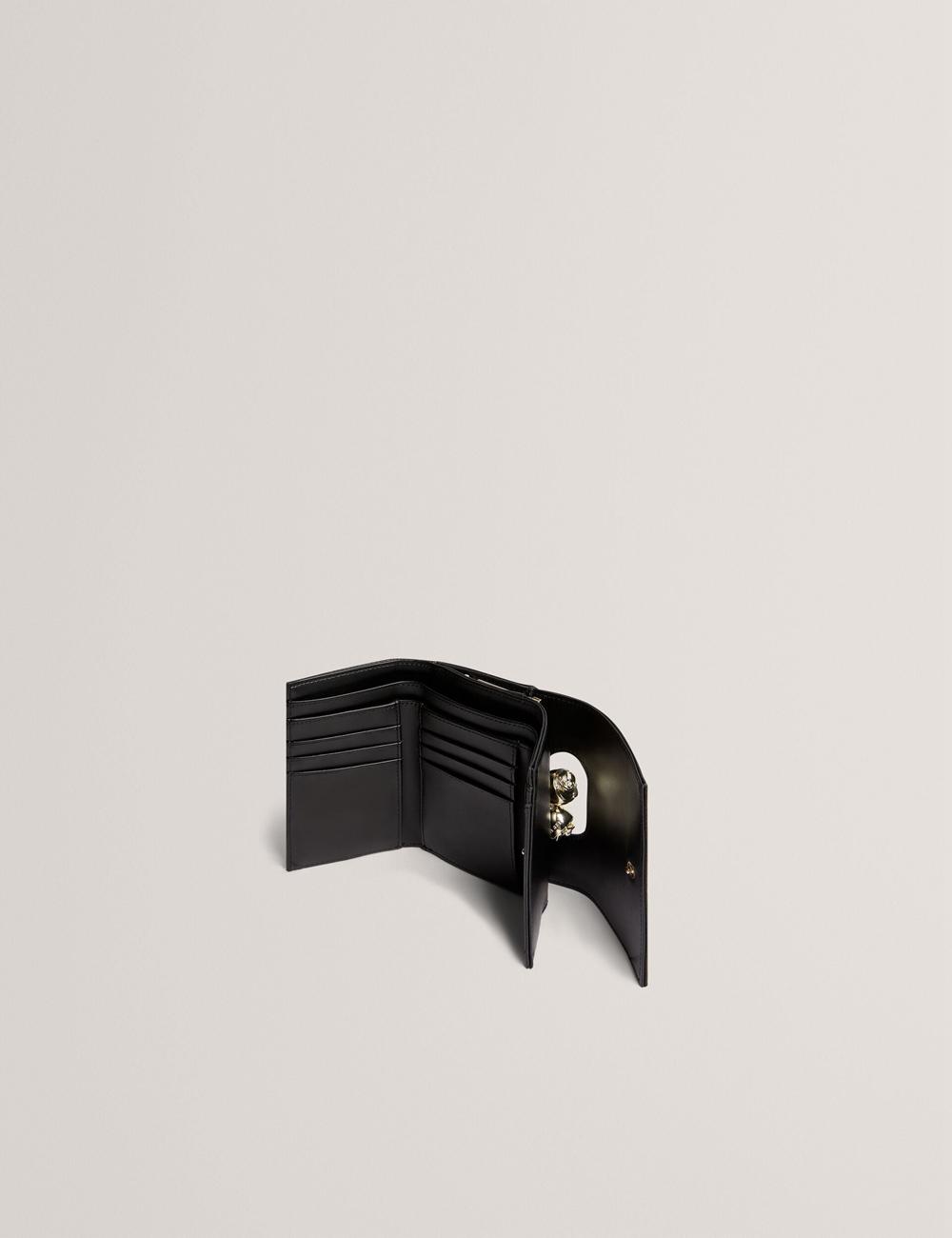 Ted Baker ROOSA - Rose Clasp Small Trifold Leather Portefeuille Dames Zwart | Belgium  649031-HQZ