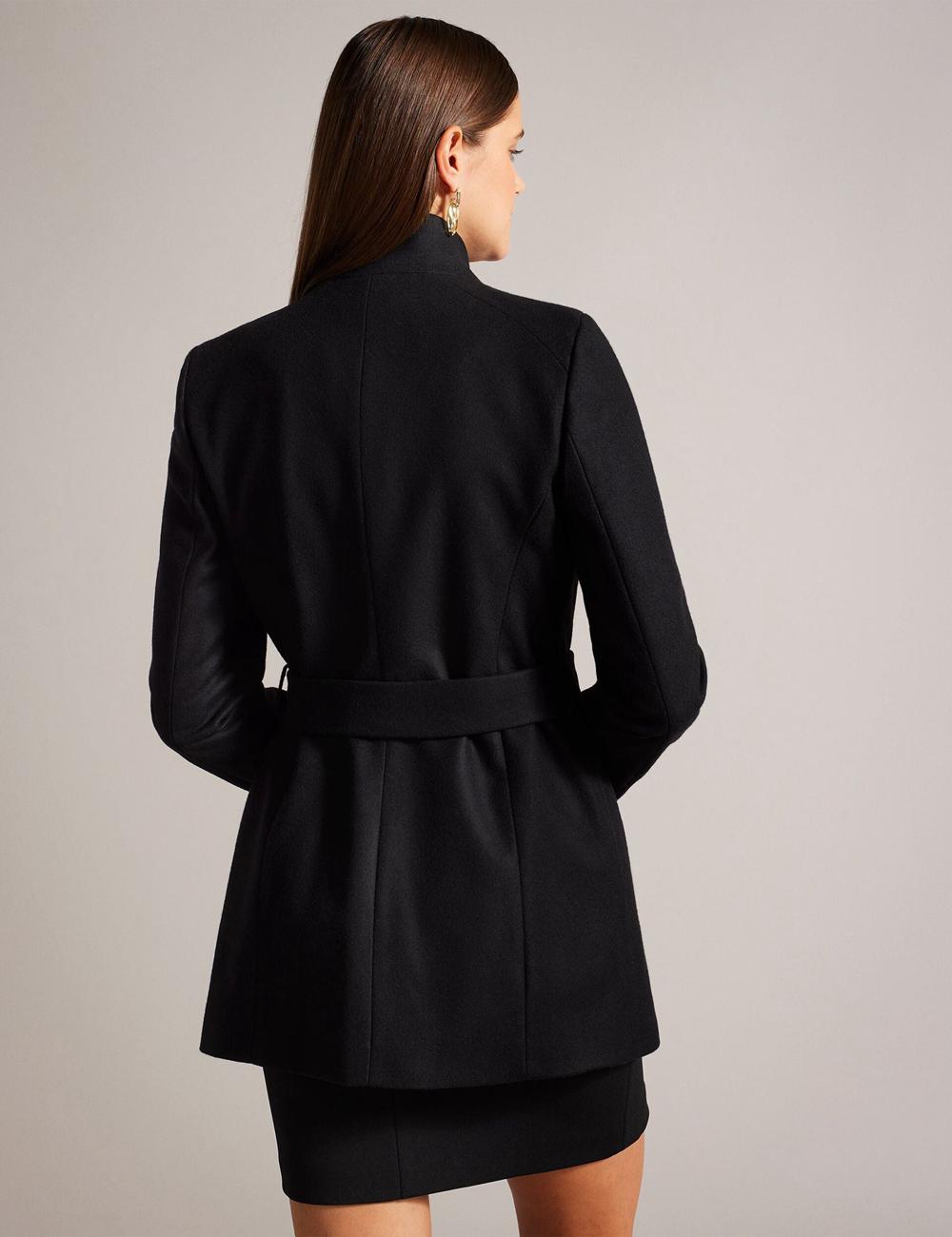 Ted Baker ROSESS - Short Belted Wool Wrap Coat Jassen Dames Zwart | Belgium  872541-EVY