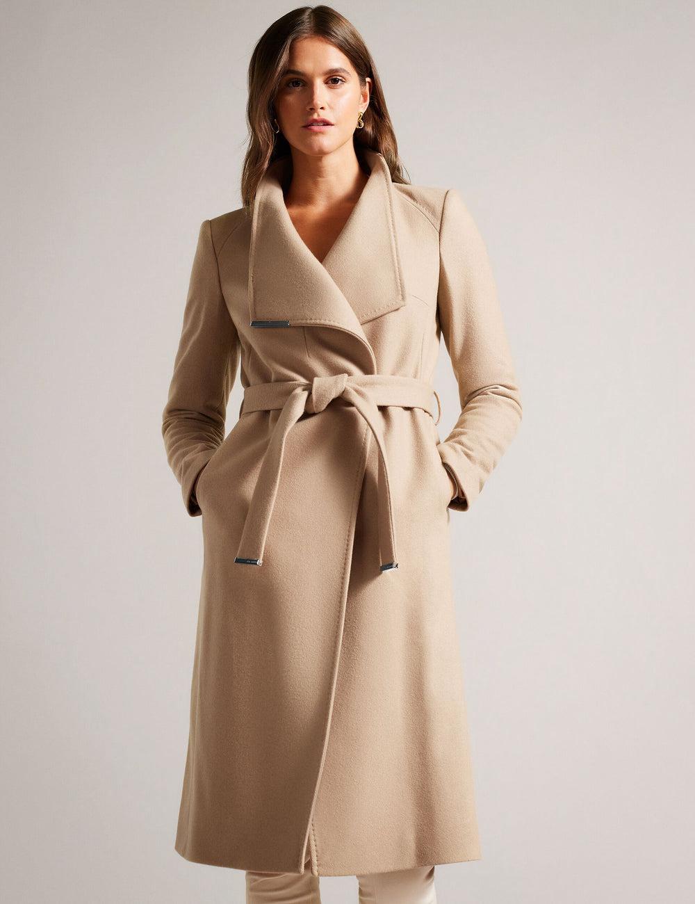 Ted Baker ROSE - Midi Length Belted Wool Wrap Coat Jassen Dames Camel | Belgium  062743-IAY