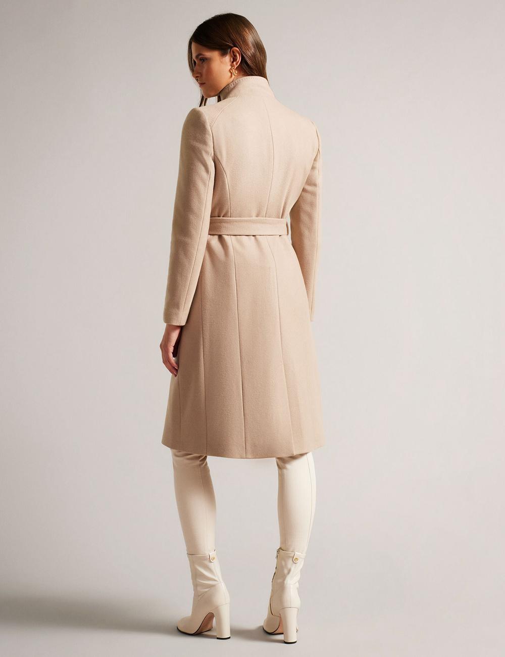 Ted Baker ROSE - Midi Length Belted Wool Wrap Coat Jassen Dames Camel | Belgium  062743-IAY