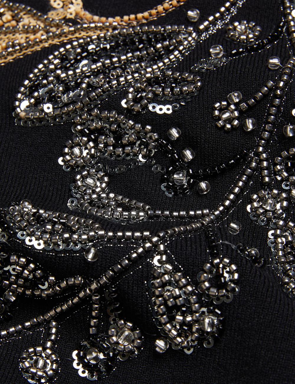 Ted Baker ROSMRRY - Embellished Floral Detail Knitted Jumpers Dames Zwart | Belgium  752936-AXQ