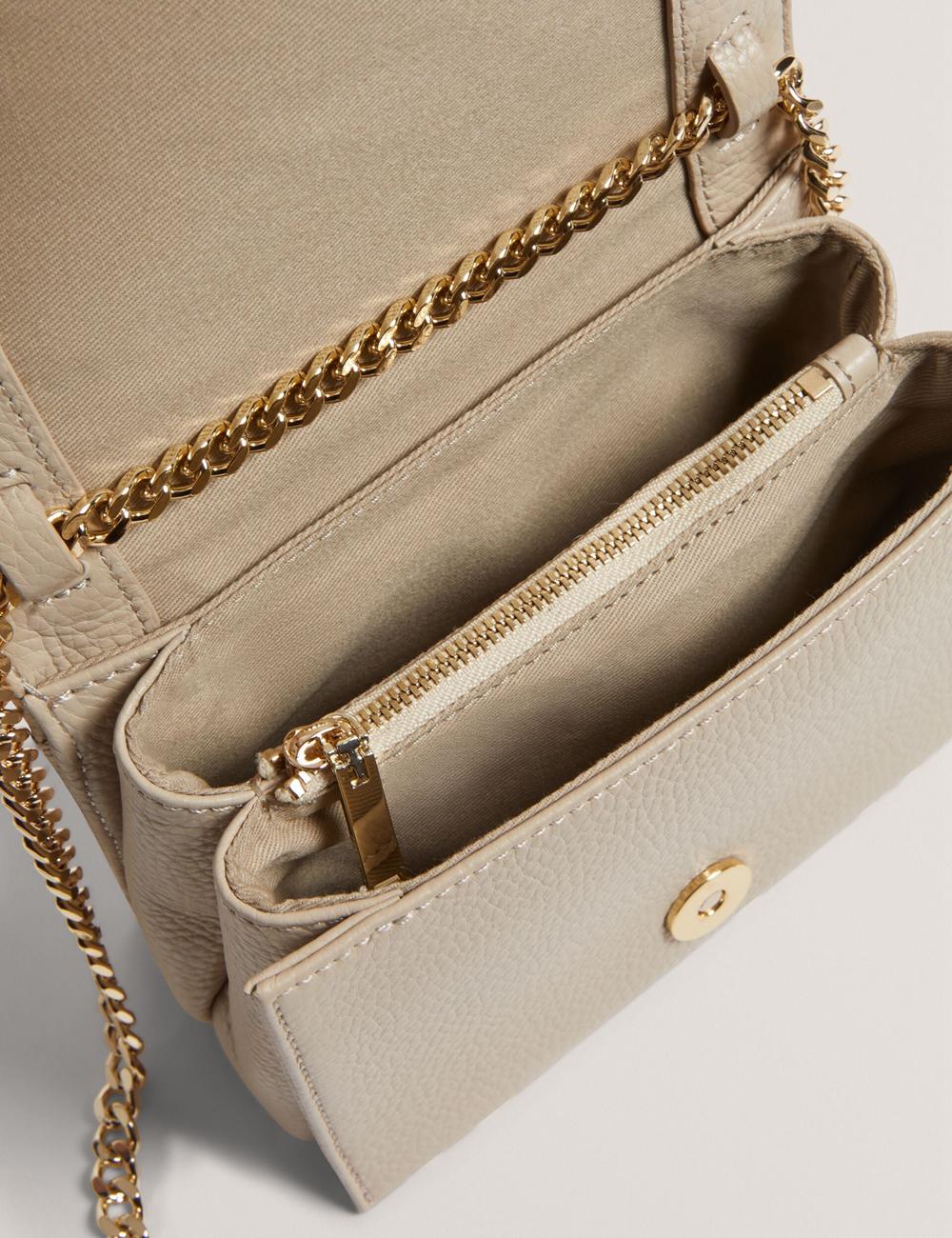 Ted Baker ROUSEN - Bar Detail Fold Over Leather Crossbodytassen Dames Ecru | Belgium  829713-CDP