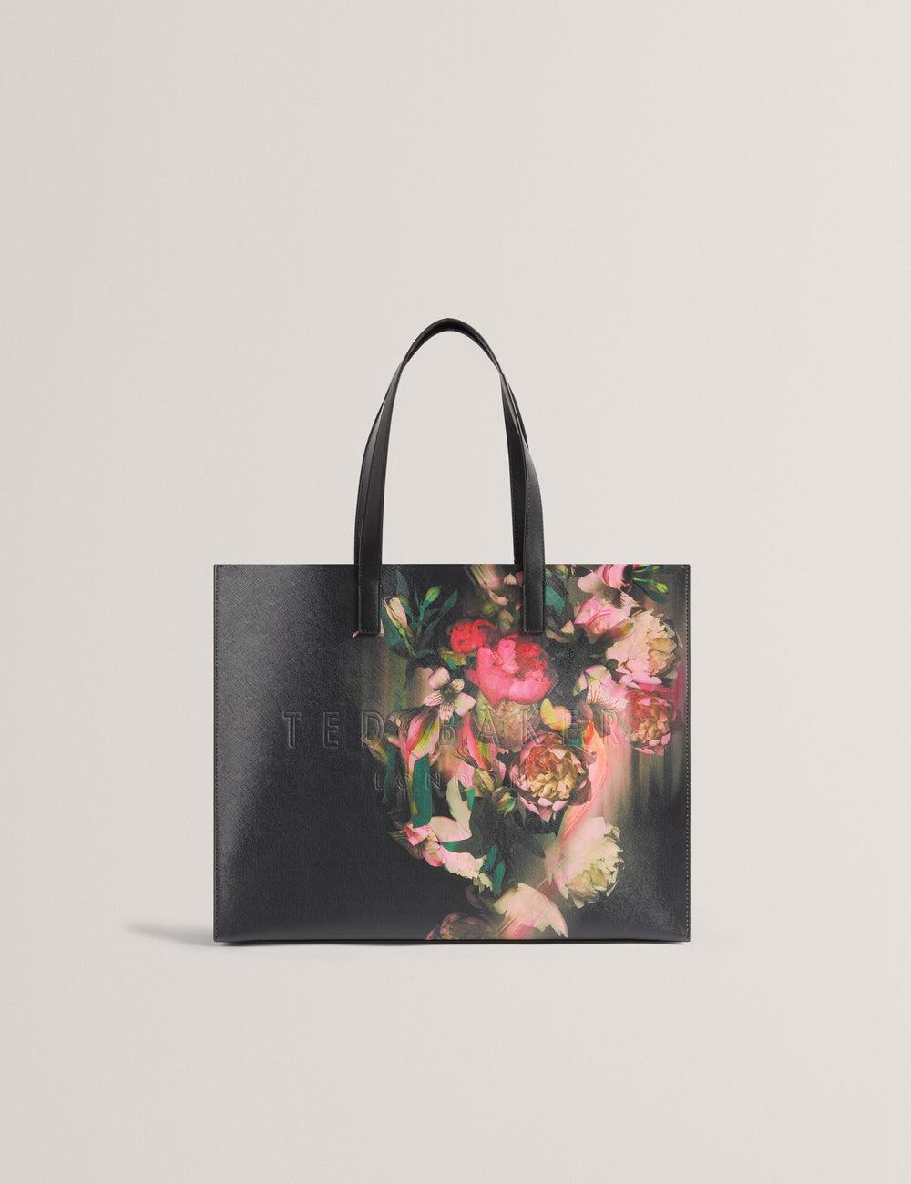 Ted Baker SALIINA - Floral Print Wide Icon Tote Tassen Dames Zwart | Belgium  637180-OBX