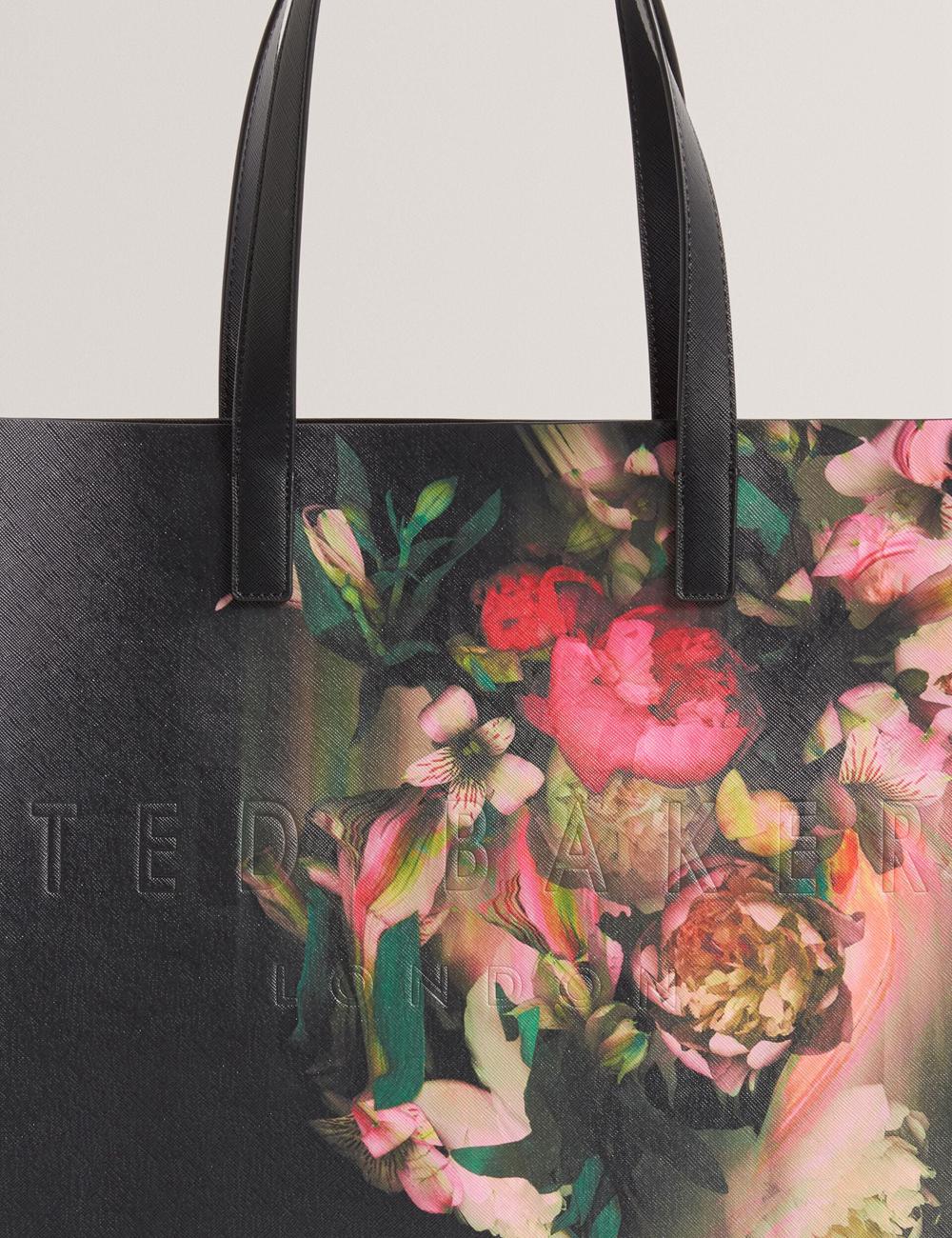 Ted Baker SALIINA - Floral Print Wide Icon Tote Tassen Dames Zwart | Belgium  637180-OBX