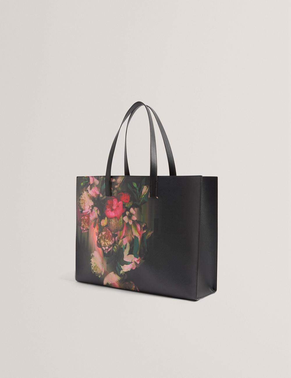 Ted Baker SALIINA - Floral Print Wide Icon Tote Tassen Dames Zwart | Belgium  637180-OBX