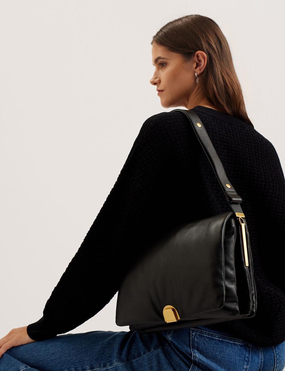 Ted Baker SAMILLA - Large Puffy Leather With Lock Schoudertassen Dames Zwart | Belgium  041862-HXO
