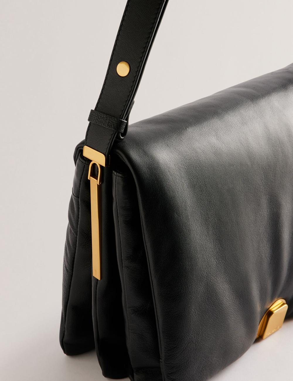 Ted Baker SAMILLA - Large Puffy Leather With Lock Schoudertassen Dames Zwart | Belgium  041862-HXO
