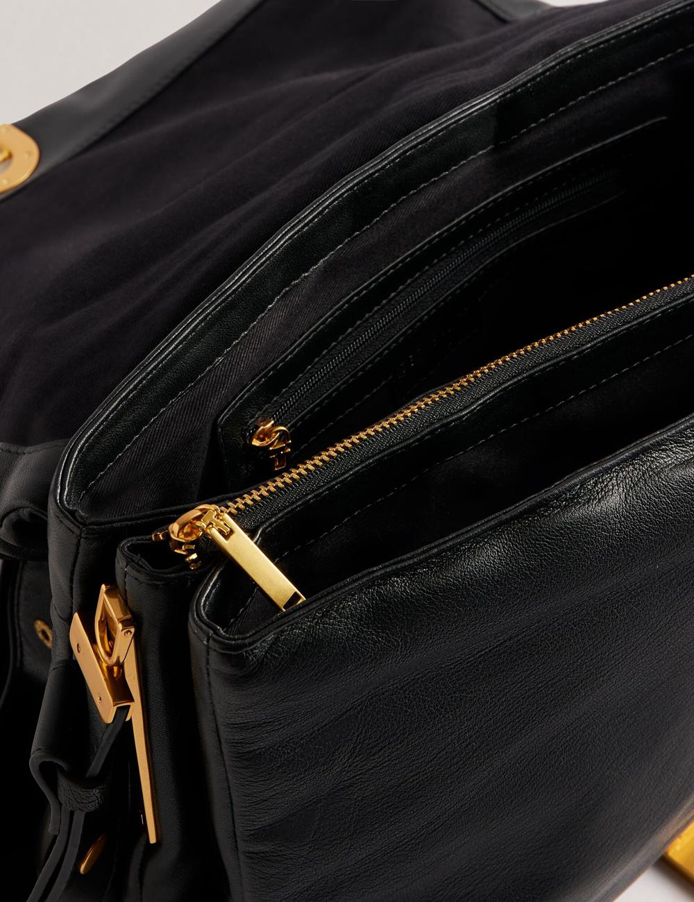 Ted Baker SAMILLA - Large Puffy Leather With Lock Schoudertassen Dames Zwart | Belgium  041862-HXO