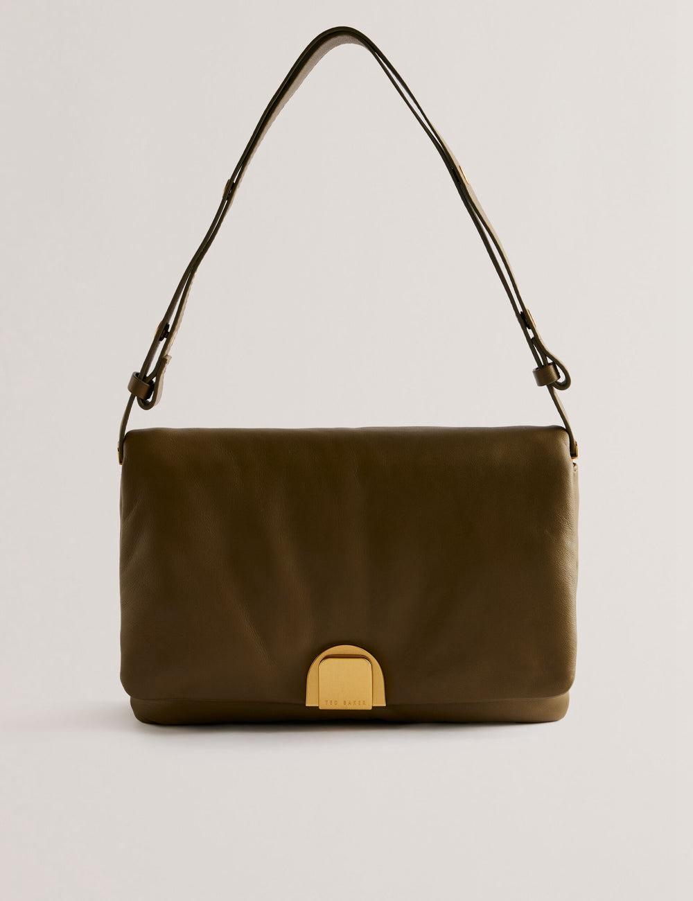 Ted Baker SAMILLI - Lock Detail Leather Puffy Schoudertassen Dames Khaki | Belgium  689317-XHE
