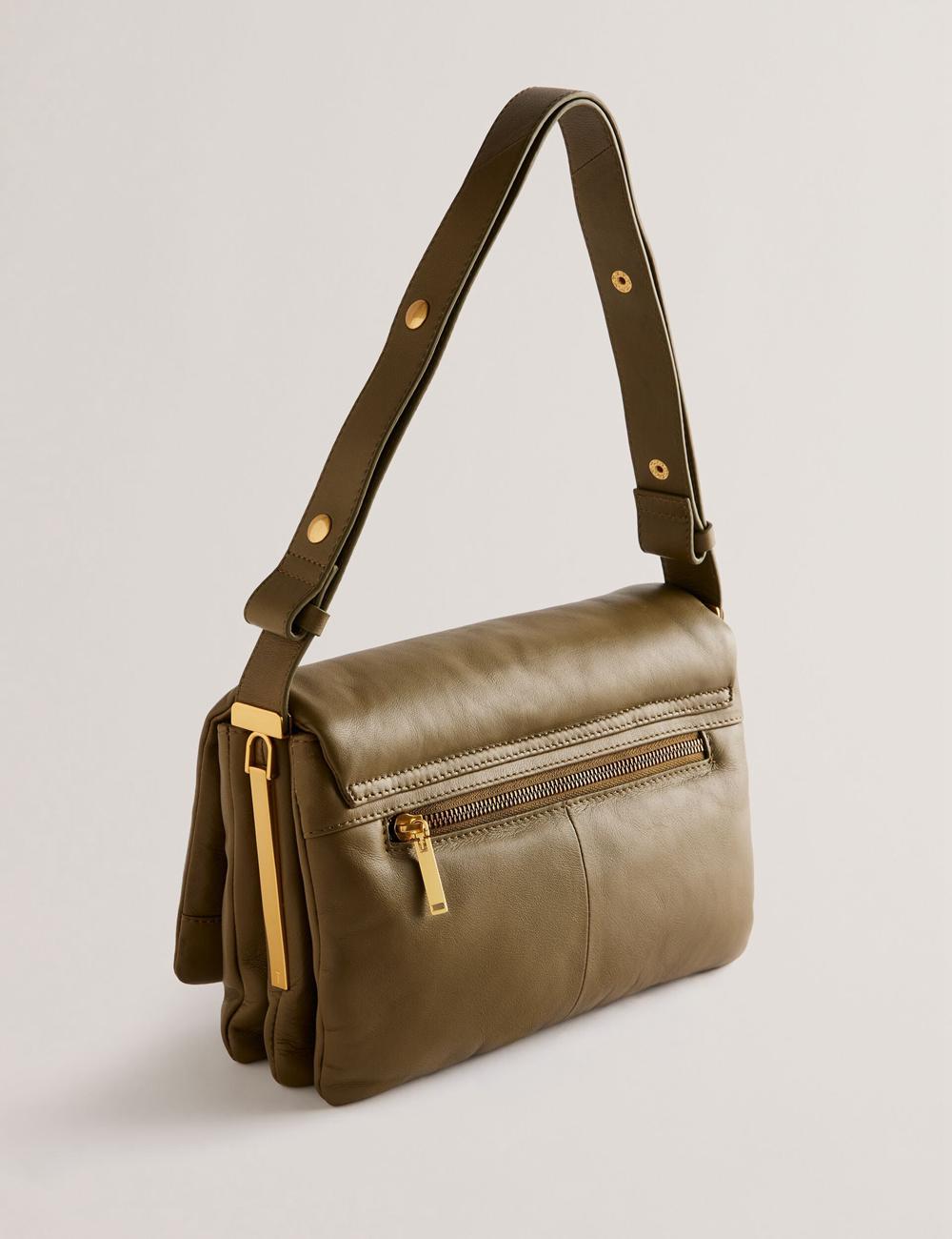 Ted Baker SAMILLI - Lock Detail Leather Puffy Schoudertassen Dames Khaki | Belgium  689317-XHE