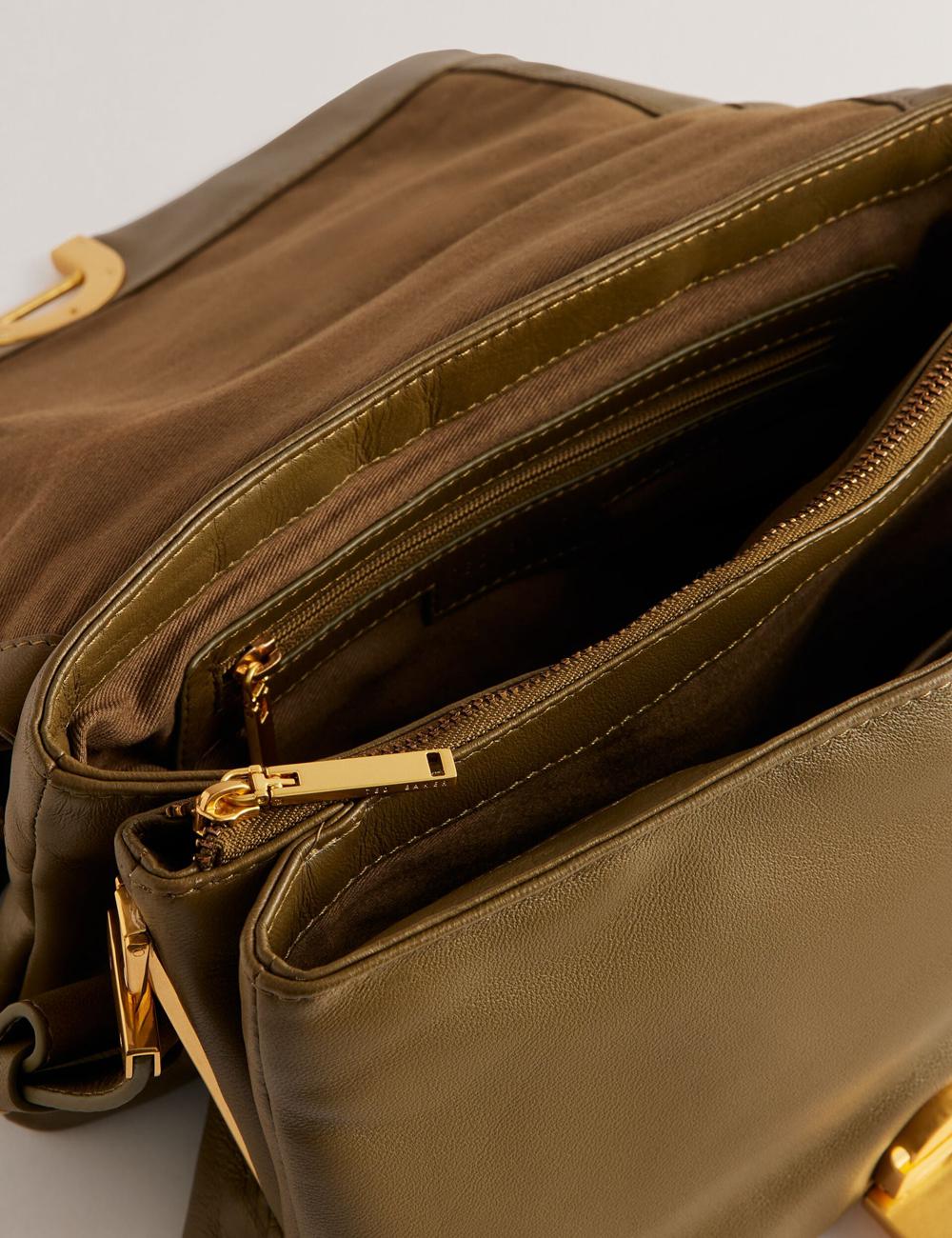 Ted Baker SAMILLI - Lock Detail Leather Puffy Schoudertassen Dames Khaki | Belgium  689317-XHE