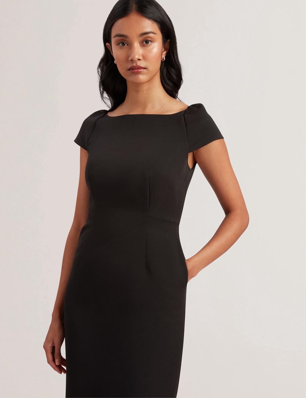 Ted Baker SASSARI - Tailored Cap Sleeve Column Midi-jurk Dames Zwart | Belgium  971235-BWR