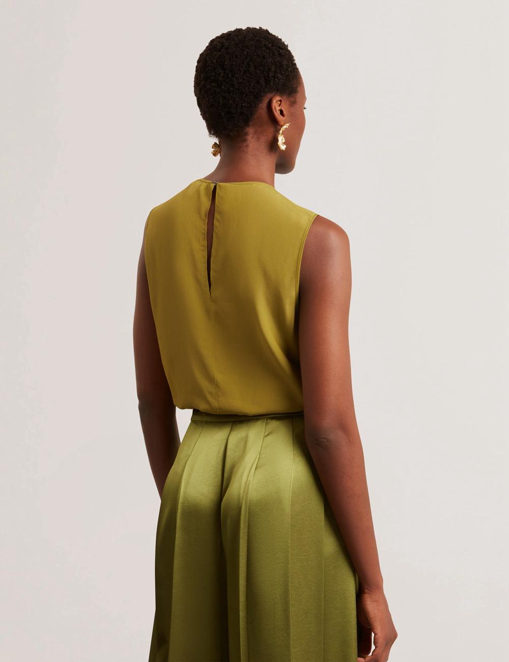 Ted Baker SHAMRA - Silk Blend Seam Detail Topjes Dames Groen | Belgium  364578-IDS