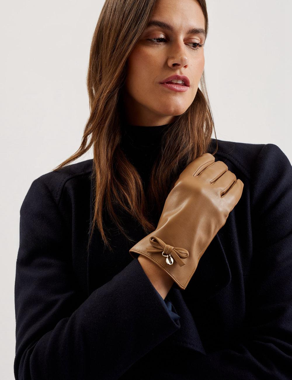 Ted Baker SHERYYS - Bow Detail Soft Leather Handschoenen Dames Camel | Belgium  932178-JVU