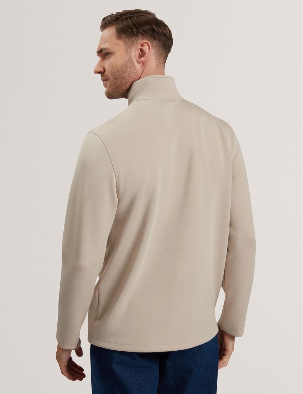 Ted Baker SIMONEA - Textured Panel Half-Zip Modal Sweatshirts Heren Taupe | Belgium  596081-XRD