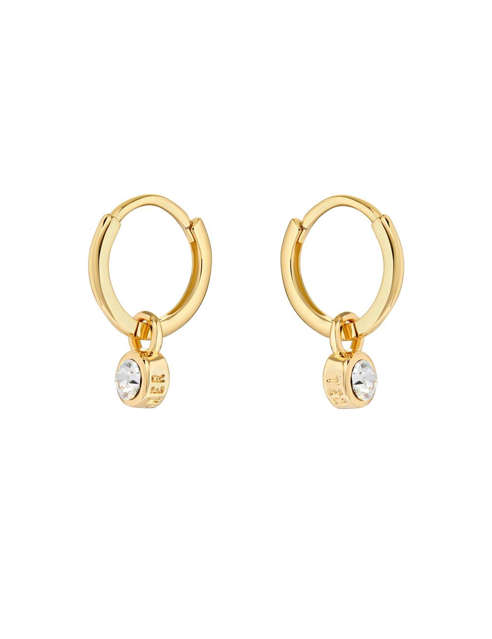 Ted Baker SINALAA - Crystal Pendant Huggie Oorbellen Dames Goud | Belgium  492561-QVY