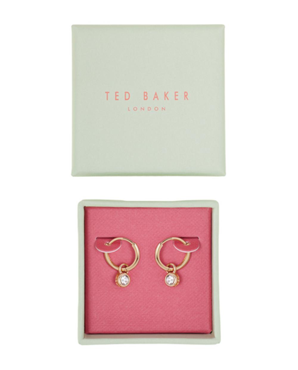 Ted Baker SINALAA - Crystal Pendant Huggie Oorbellen Dames Goud | Belgium  492561-QVY