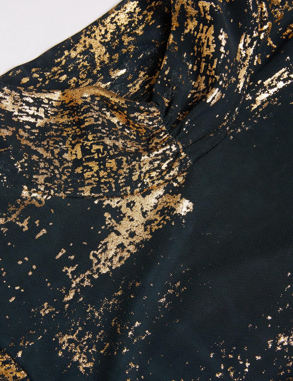 Ted Baker SOFIY - Foil Print High Neck Mesh Top Jumpers Dames Groen | Belgium  972635-MSL