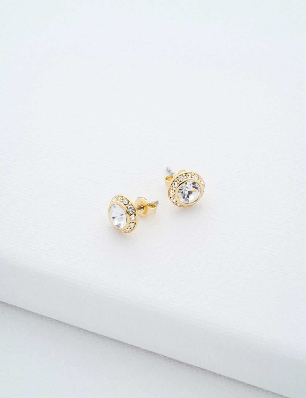 Ted Baker SOLETIA - Solitaire Sparkle Crystal Stud Oorbellen Dames Goud | Belgium  957084-QIY
