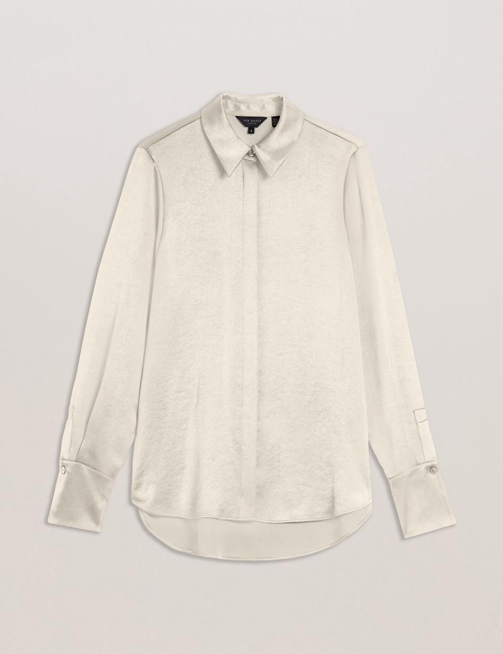 Ted Baker SONORA - Satin Longline Covered Placket Overhemd Dames Ivory | Belgium  627831-OUI