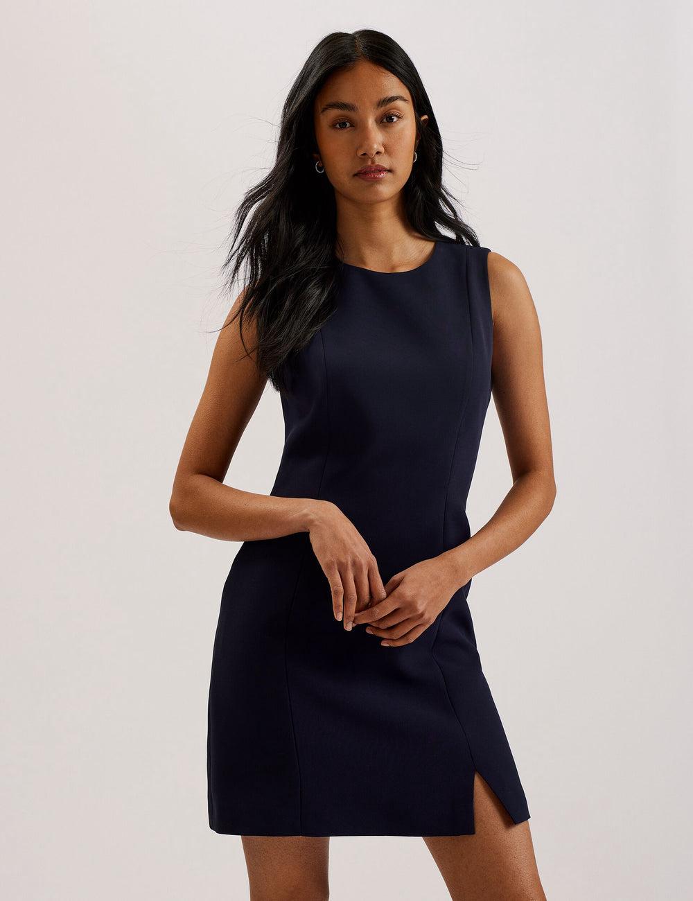 Ted Baker SORRAL - Sleeveless Tailored With Side Split Mini-jurk Dames Donkerblauw | Belgium  940683-OGF
