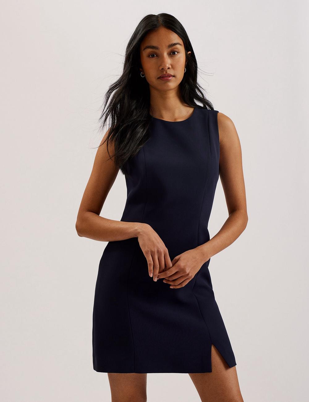 Ted Baker SORRAL - Sleeveless Tailored With Side Split Mini-jurk Dames Donkerblauw | Belgium  940683-OGF