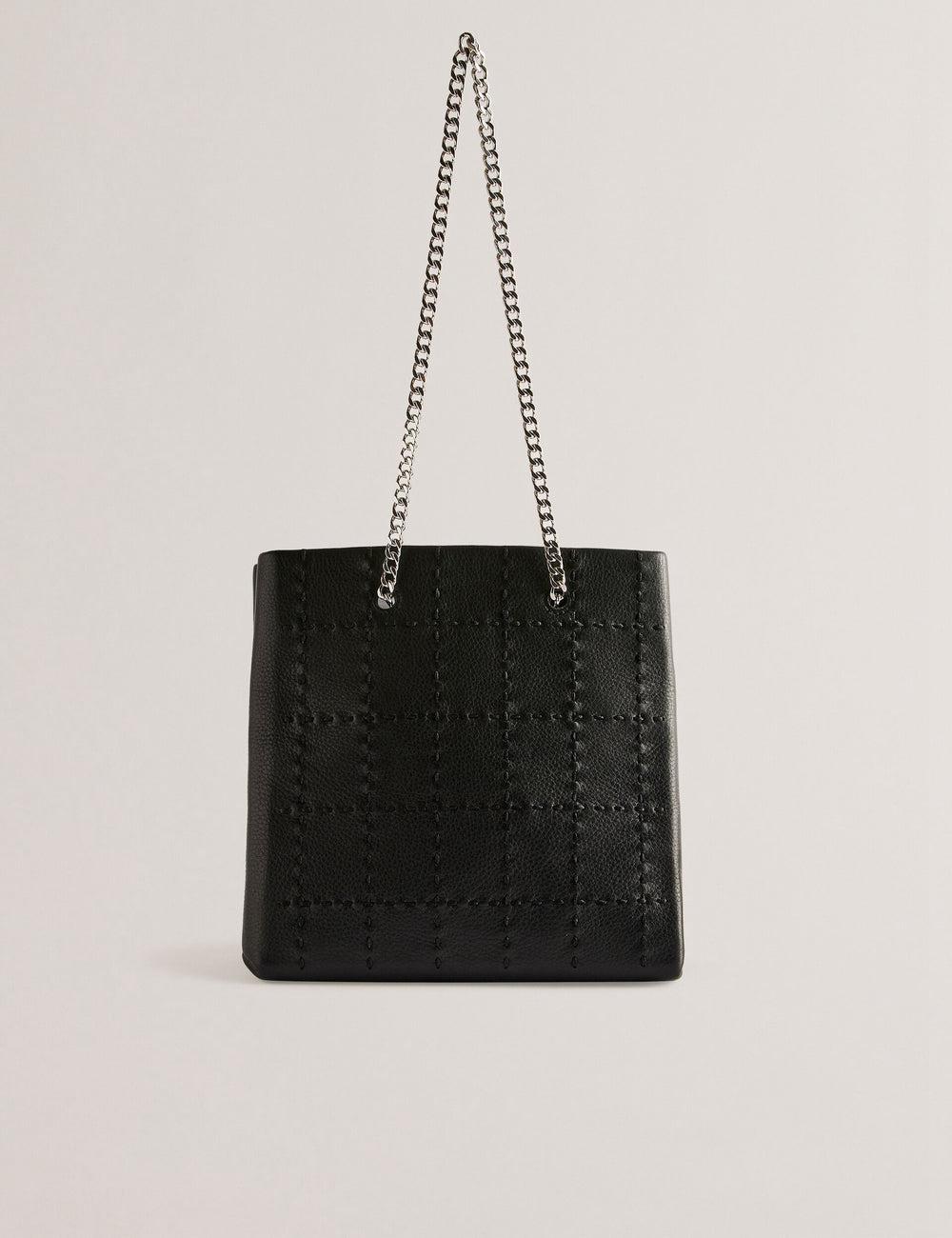 Ted Baker STALIA - Stitch Detail Leather Small Tote Tassen Dames Zwart | Belgium  165493-ZAB