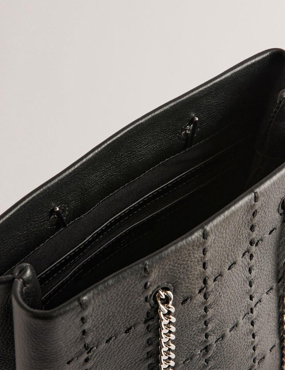 Ted Baker STALIA - Stitch Detail Leather Small Tote Tassen Dames Zwart | Belgium  165493-ZAB