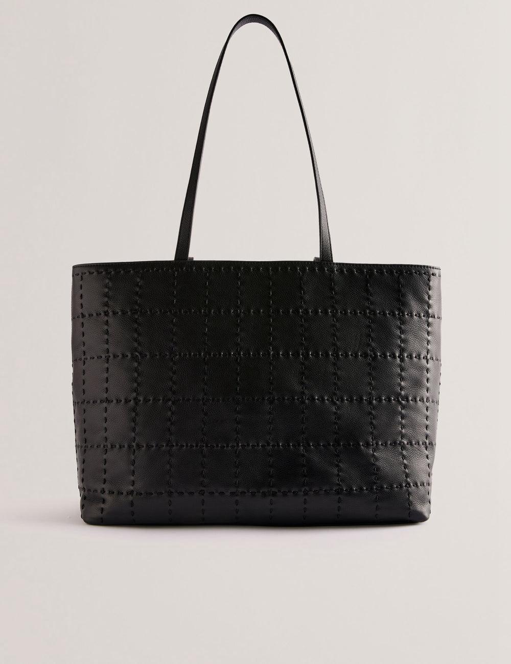 Ted Baker STALIE - Stitch Detail Leather Large Shopper Shopper Tas Dames Zwart | Belgium  748501-XCU