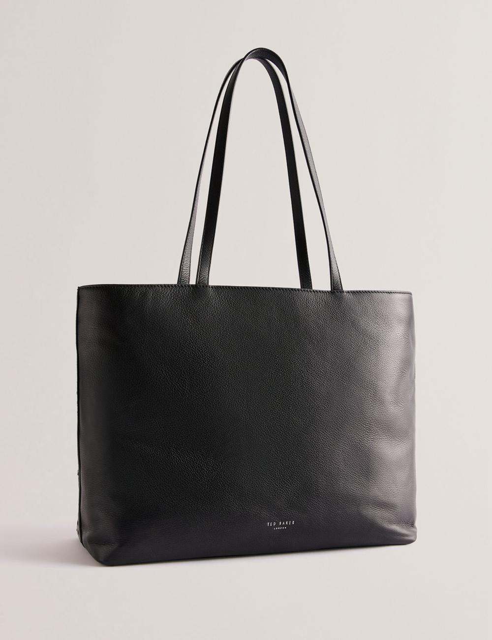 Ted Baker STALIE - Stitch Detail Leather Large Shopper Shopper Tas Dames Zwart | Belgium  748501-XCU