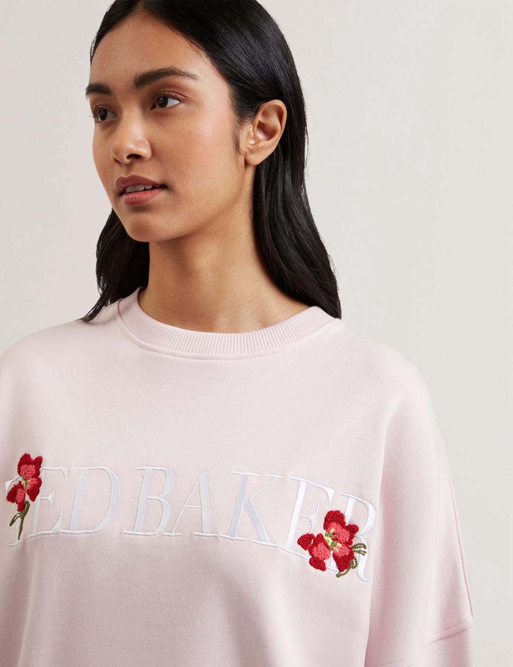 Ted Baker STIILA - Embroidered Logo Pure Cotton Sweatshirts Dames Roze | Belgium  340761-SNR