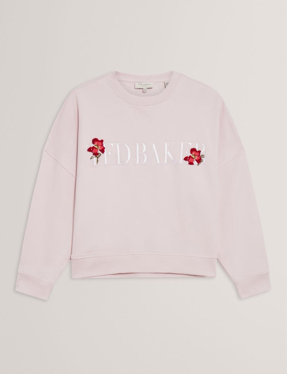 Ted Baker STIILA - Embroidered Logo Pure Cotton Sweatshirts Dames Roze | Belgium  340761-SNR