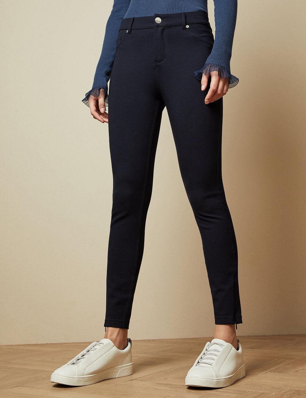 Ted Baker STRENTI - Skinny Fit Zip Cuff Broek Dames Blauw | Belgium  028749-DMN