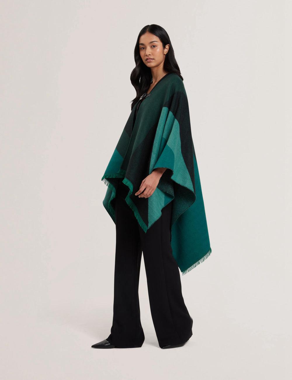 Ted Baker SUFFIA - Colour Block Buckled Woven Poncho's Dames Groen | Belgium  634087-BSD