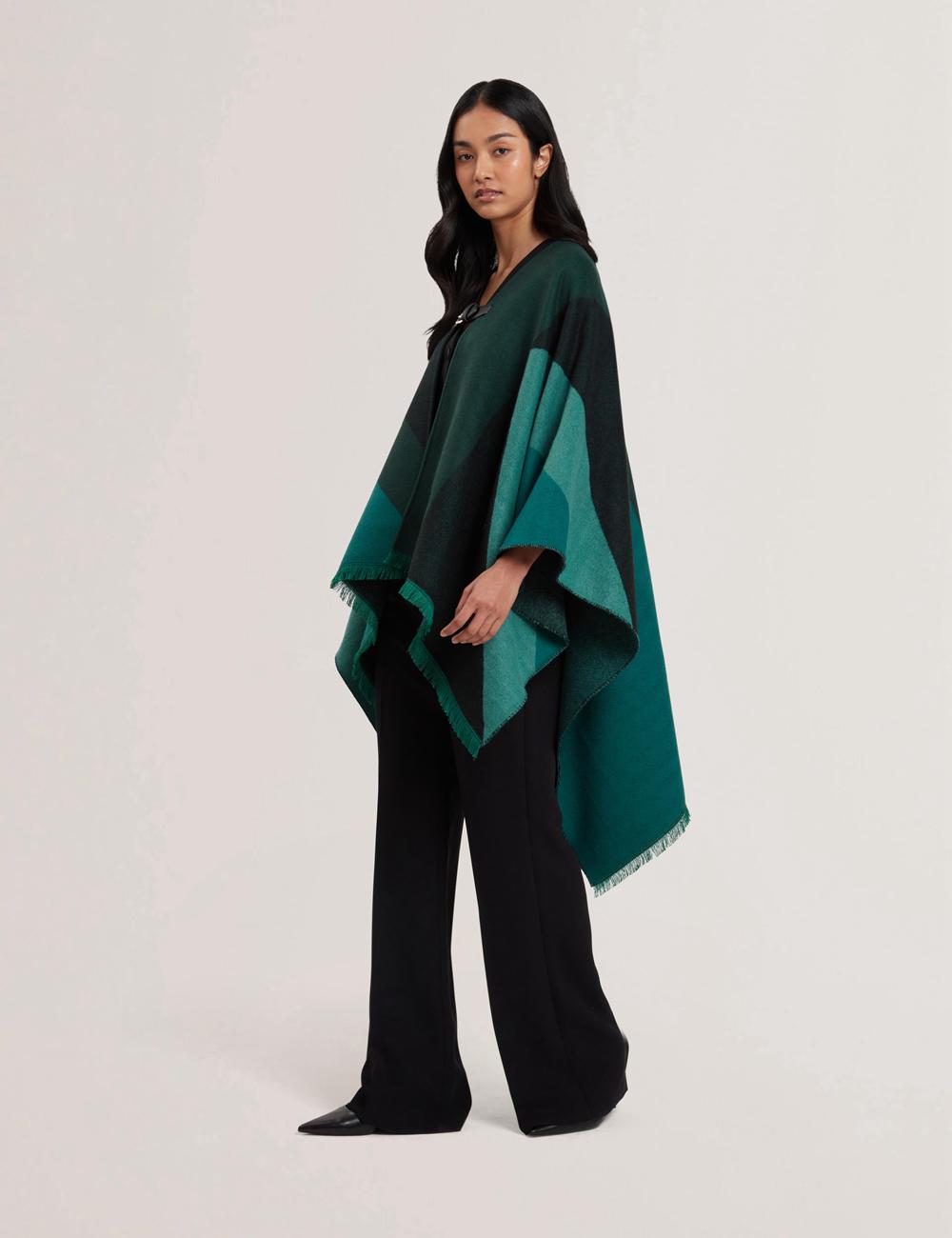 Ted Baker SUFFIA - Colour Block Buckled Woven Poncho's Dames Groen | Belgium  634087-BSD