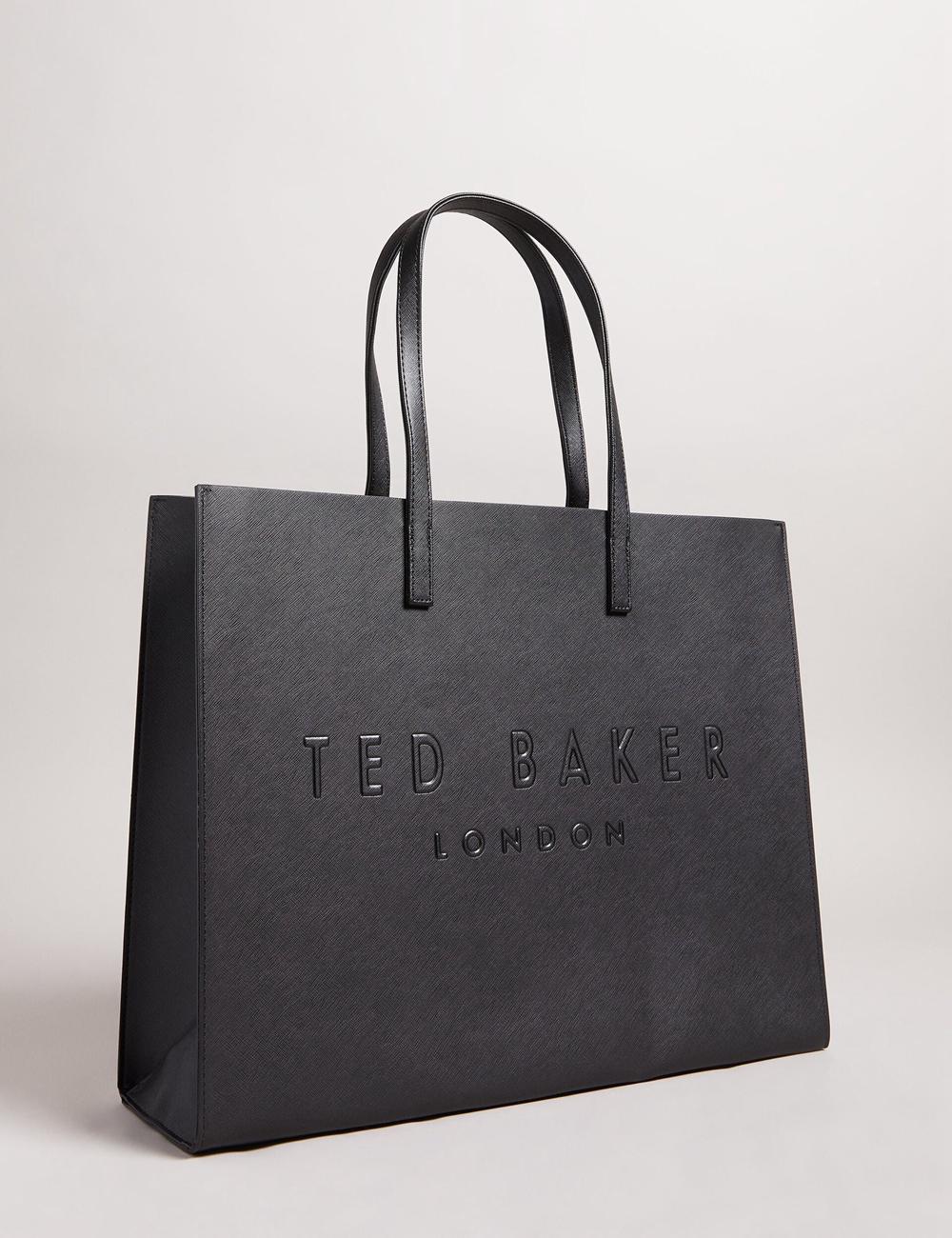 Ted Baker SUKICON - Textured Faux Leather Icon Tote Tassen Dames Zwart | Belgium  645739-RVH