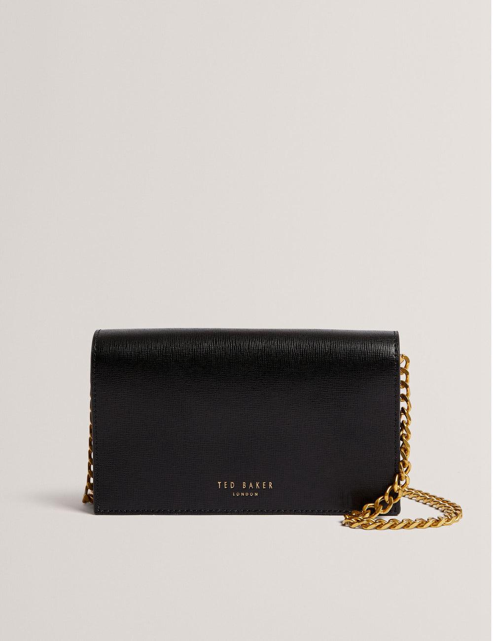 Ted Baker TABINA - Leather With Chain Crossbody Strap Portefeuille Dames Zwart | Belgium  089152-YDN