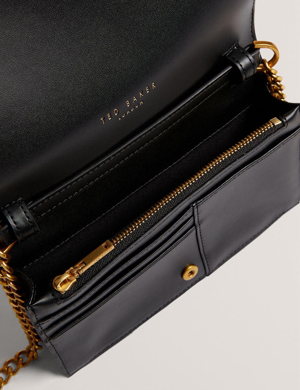 Ted Baker TABINA - Leather With Chain Crossbody Strap Portefeuille Dames Zwart | Belgium  089152-YDN