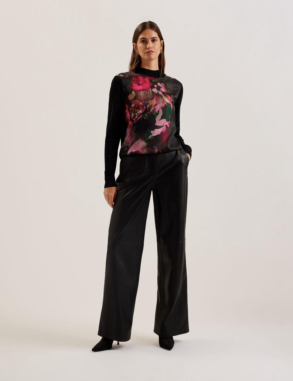 Ted Baker TABITHR - Printed Panel Long Sleeve Knit Topjes Dames Zwart | Belgium  479103-TQZ