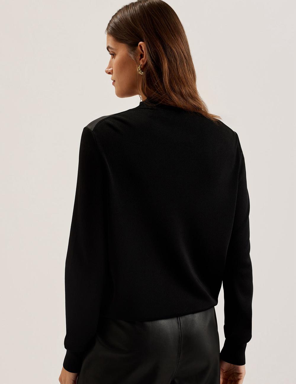Ted Baker TABITHR - Printed Panel Long Sleeve Knit Topjes Dames Zwart | Belgium  479103-TQZ