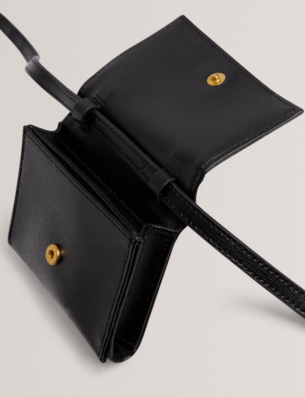 Ted Baker TAMZIEE - Leather Crossbody Card Holder Crossbodytassen Dames Zwart | Belgium  859437-CYD