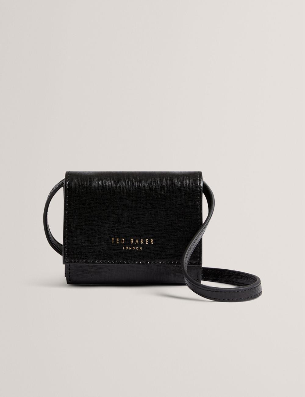Ted Baker TAMZIEE - Leather Crossbody Card Holder Crossbodytassen Dames Zwart | Belgium  859437-CYD